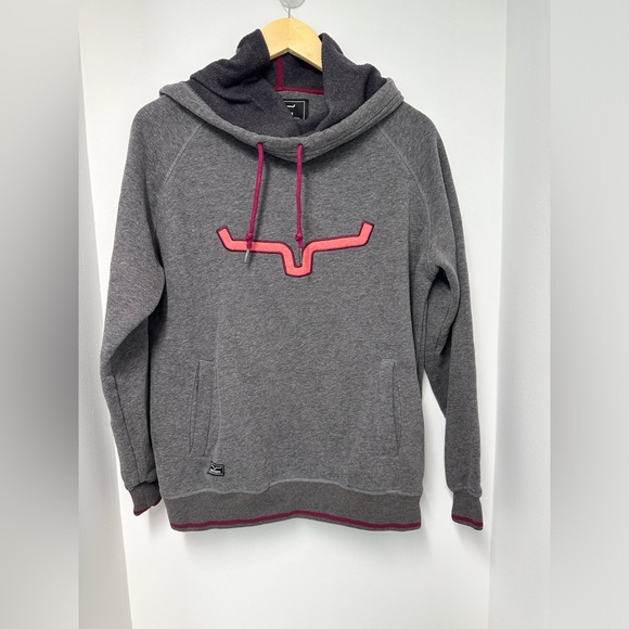 Kimes Ranch Tops - Kimes Ranch Two Scoops Pullover Hoodie Womens Charcoal and Pink